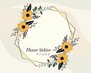 elegant hexagonal flower floral frame template design illustration