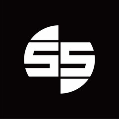 Fototapeta na wymiar SS Logo monogram with slice circle shape rotate design template