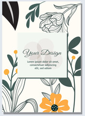 Flower frame set cover design invitation template
