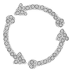 Vector rotation direction composition is made of randomized recursive rotation direction items. Recursive composition of rotation direction.