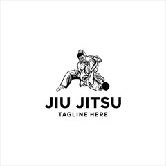 Martial art karate jiu jitsu logo sport symbol illustration Vector