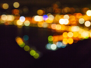 Blue bokeh blurred abstract light festive background