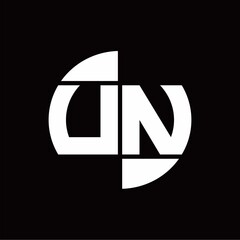 UN Logo monogram with slice circle shape rotate design template