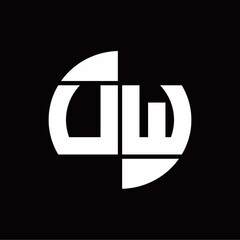 UW Logo monogram with slice circle shape rotate design template