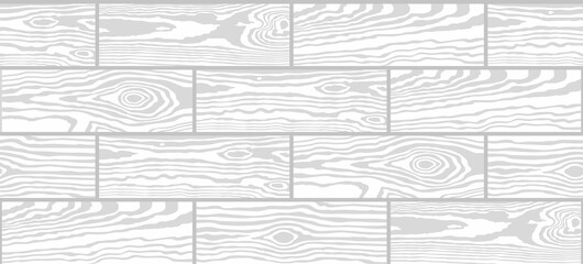 Parquet seamless texture. A floor made of wooden planks, imitation masonry of the laminate. Vector white monochrome background