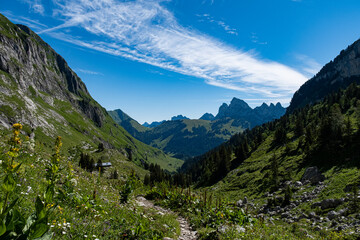 Paysage alpin vue sur les Gastlosen depuis la réserve des Marindes en Gruyère