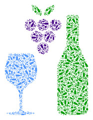 Vector wine collage is constructed of random recursive wine elements. Recursive combination of wine.