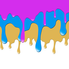Set of dripping paints. Dripping liquid. Fluid fluid. Spilling paint. Falling paint. Fluid oil stain. Abstract, liquid drops of ink. Vector illustration