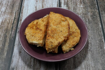 Traditional fried Vietnam pork sausage on the plate. Famous street food menu in Asia. 