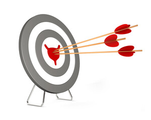Golden dart successfully hitting the Bladder disease. Bladder with dartboard Isolated on white background 3d rendered illustration.