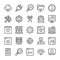 Web and Seo Line Icons Set
