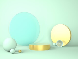 Product podium on pastel background 3d. Abstract minimal geometry concept. Studio stand platform theme. Exhibition and business marketing presentation stage.