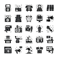 Journalism and Mass Media Solid Icons Pack 