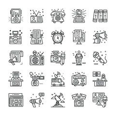 Journalism and Mass Media Line Icons Pack 