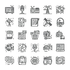 Journalism and Mass Media Line Icons Set