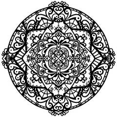 Vector illustration of black-white ornament. Monochrome mandala antistress coloring book, logo, object.