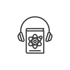 Physics e-book line icon. linear style sign for mobile concept and web design. Physics lesson audio book outline vector icon. E-learning symbol, logo illustration. Vector graphics