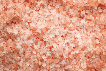 Close up top view of himalayan pink salt texture background with high resolution.