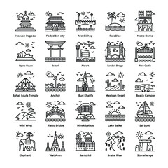 Tourism Line Vectors Pack 