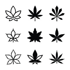  Marijuana, and Pot Leave Line and Glyph Icons Set