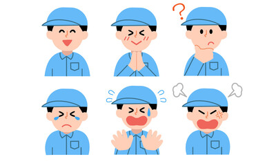 作業着姿の男性上半身セット