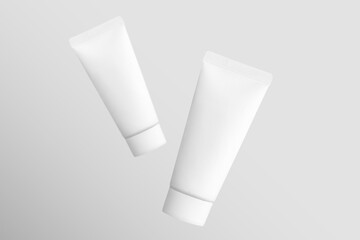 3D rendering of cosmetic bottles for beauty products design. White packaging for mockups.