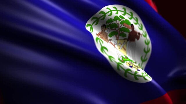 Flag of Belize background, 3d animation.