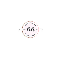 AA Initial handwriting logo template vector