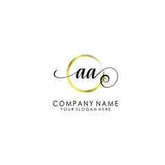 AA Initial handwriting logo template vector