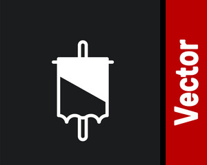 White Medieval flag icon isolated on black background. Country, state, or territory ruled by a king or queen. Vector.