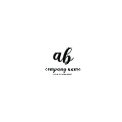 AB Initial handwriting logo template vector