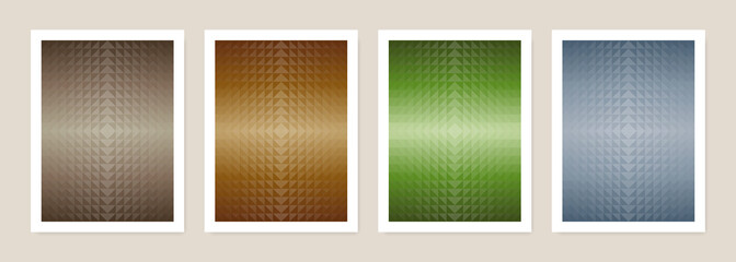 Color earth tone poster set. Abstract geometric triangle shapes background. Covers design. Vector illustration.