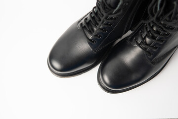 black leather shoes