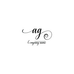 Naklejka premium AG Initial handwriting logo template vector 