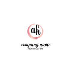 AH Initial handwriting logo template vector
