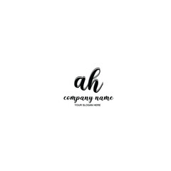 AH Initial handwriting logo template vector
