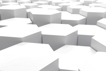 Abstract white hexagon cube 3D background