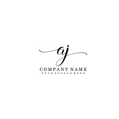 AJ Initial handwriting logo template vector
