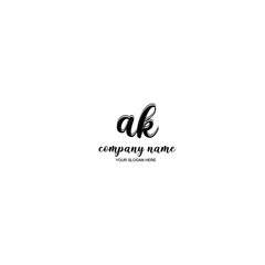 AK Initial handwriting logo template vector