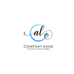 AL Initial handwriting logo template vector