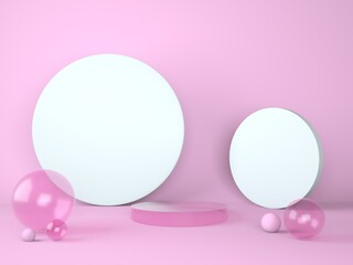 Product podium on pastel background 3d. Abstract minimal geometry concept. Studio stand platform theme. Exhibition and business marketing presentation stage.