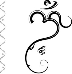 Obraz premium Ganesha Calligraphic Style Hand Drawn Design