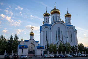 Fototapeta na wymiar Assumption Russian Orthodox Cathedral in Nur-Sultan, the capital of Kazakhstan.