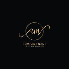 AM Initial handwriting logo template vector