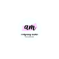 AM Initial handwriting logo template vector