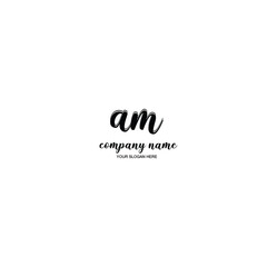 AM Initial handwriting logo template vector