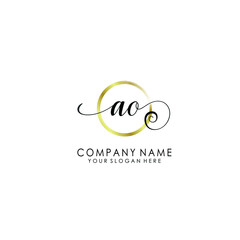 AO Initial handwriting logo template vector
