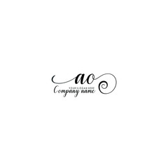 AO Initial handwriting logo template vector