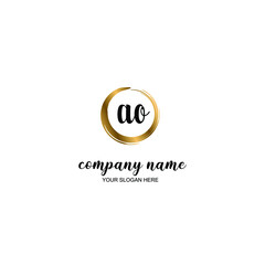 AO Initial handwriting logo template vector