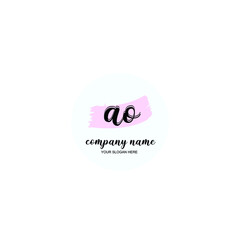 AO Initial handwriting logo template vector